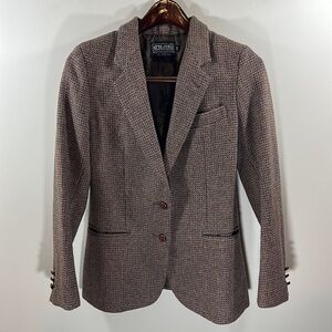 Chaus Wool Tweed Woman's Blazer Suit Jacket Brown Academia Scholar Fall Autumn